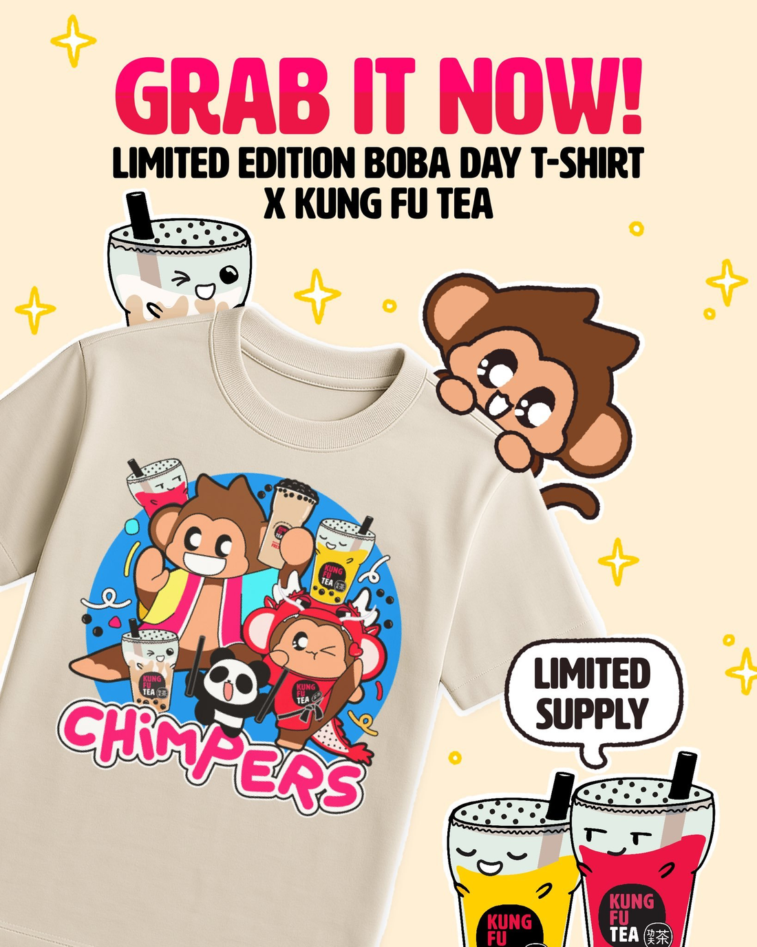 Chimpers Celebrates with Kung Fu Tea for National Boba Day!